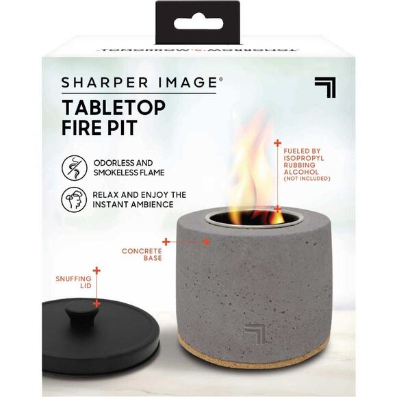 Sharper Image Tabletop Fire Pit Concrete w/ Snuffing Lid - Picture 1 of 4